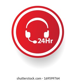 24 hours service button, vector