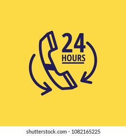 24 hours service, call center, phone number vector icon