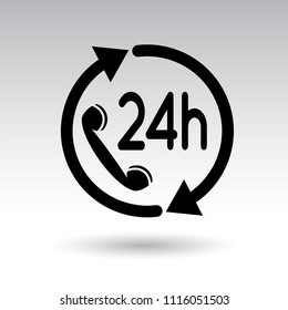24 hours service, call center symbol