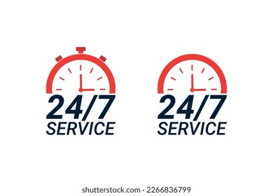 24 hours service clock with arrow icon