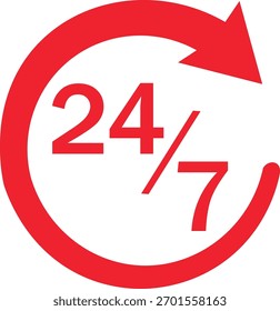 24 horas de serviço relógio ícone vetor conjunto 24h aberto todo o dia conceito de serviço 24 horas de serviço 