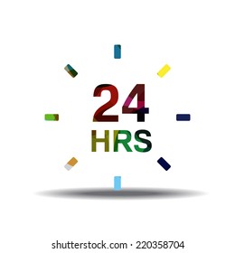 24 Hours Service Colorful Vector Icon Design