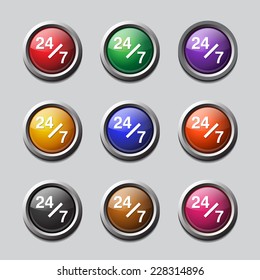 24 Hours Service Colorful Vector Icon Design