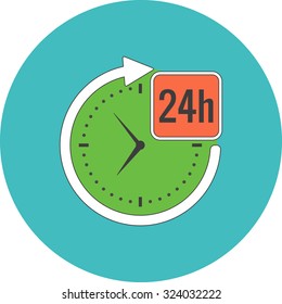24 hours service concept. Vector flat design