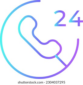 24 hours service E-Commers icon with blue duotone style. time, customer, support, assistance, information, watch, contact. Vector illustration