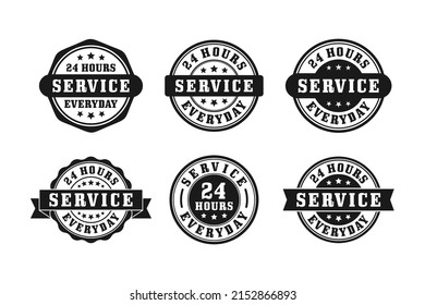 24 Hours service everyday badge design stamp collection