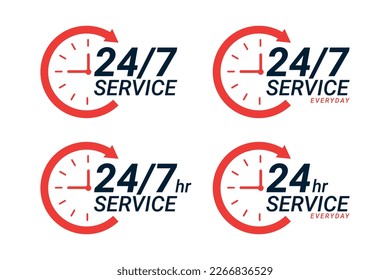 24-Stunden-Service-Uhr täglich mit Pfeilsymbol