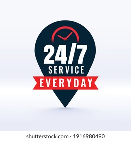 24 hours service everyday label with pointer design