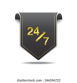 24 Hours Service golden Vector Icon Design