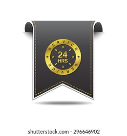 24 Hours Service golden Vector Icon Design