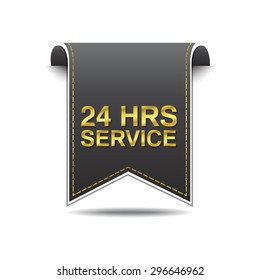24 Hours Service golden Vector Icon Design