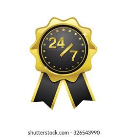 24 Hours Service golden Vector Icon Design
