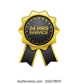 24 Hours Service golden Vector Icon Design
