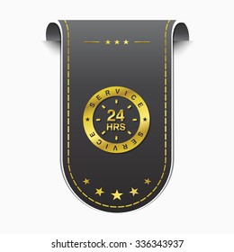 24 Hours Service golden Vector Icon Design