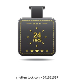 24 Hours Service golden Vector Icon Design