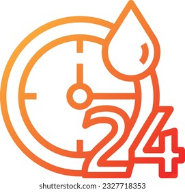 24 Hours Service Gradient Icon - Single Icon, Vector 
