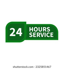 24 Hours Service In Green Color And Rectangle Shape For Business Promotion

