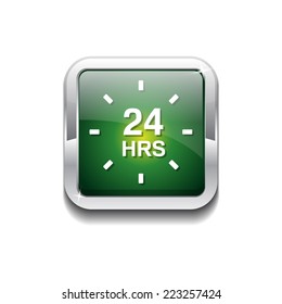 24 Hours Service Green Vector Icon Button