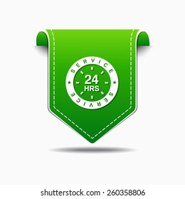 24 Hours Service Green Vector Icon Design