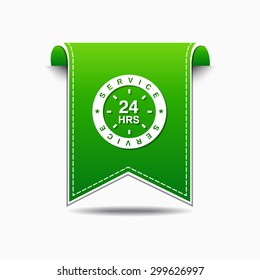 24 Hours Service Green Vector Icon Design