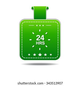 24 Hours Service Green Vector Icon Design