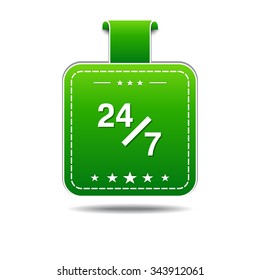 24 Hours Service Green Vector Icon Design