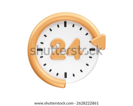  24 hours service icon 3d illustration render