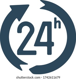 24 hours service icon. 7/24 customer support sign.