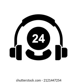 24-Stunden-Service-Icon. Verfügbarkeitszeichen. Vektorgrafik