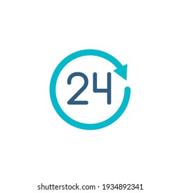 24 Hours service icon in color icon, isolated on white background 