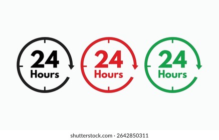 24 hours service icon design set for use.