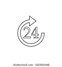 24 hours service icon. Element for mobile concept and web apps. Thin line  icon for website design and development, app development. Premium icon on white background