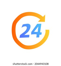 24 Hours service icon in in gradient color style, isolated on white background 