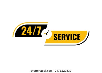  24 hours service icon isolated on white background.