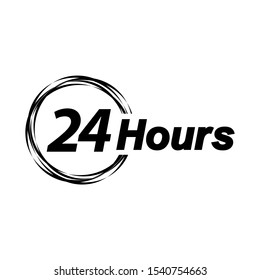 24 Hours Service Icon or Logo Design Vector