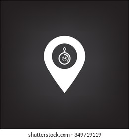 24 hours service icon map pin