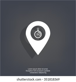 24 hours service icon map pin