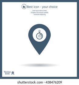 24 hours service icon map pin