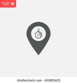 24 hours service icon map pin