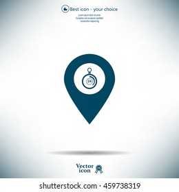 24 hours service icon map pin