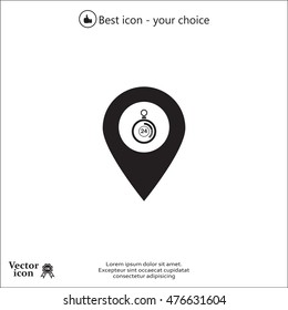 24 hours service icon map pin