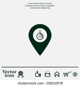 24 hours service icon map pin