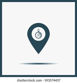 24 hours service icon map pin