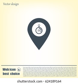 24 hours service icon map pin