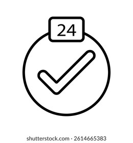 24 hours service icon on white background