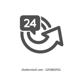 24 hours service icon. Repeat every day sign. Refund symbol. Quality design element. Classic style icon. Vector