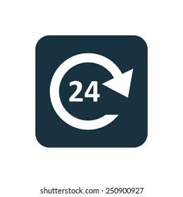 24 hours service icon Rounded squares button, on white background 