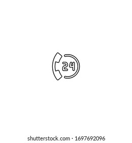 24 hours service icon. Support service symbol. Opened sign. Logo design element