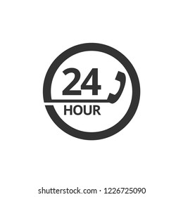 24 hours service icon in thick outline style. Black and white monochrome vector illustration.