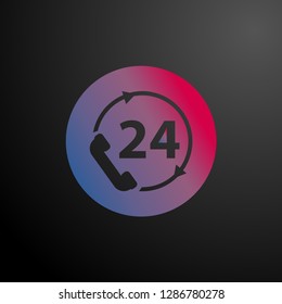 24 hours service, icon for user interface, vector